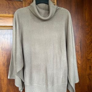 BCBG MaxAzriaLight Beige Soft Relaxed Dolman Sleeves Knit Cowl-neck Sweater, S